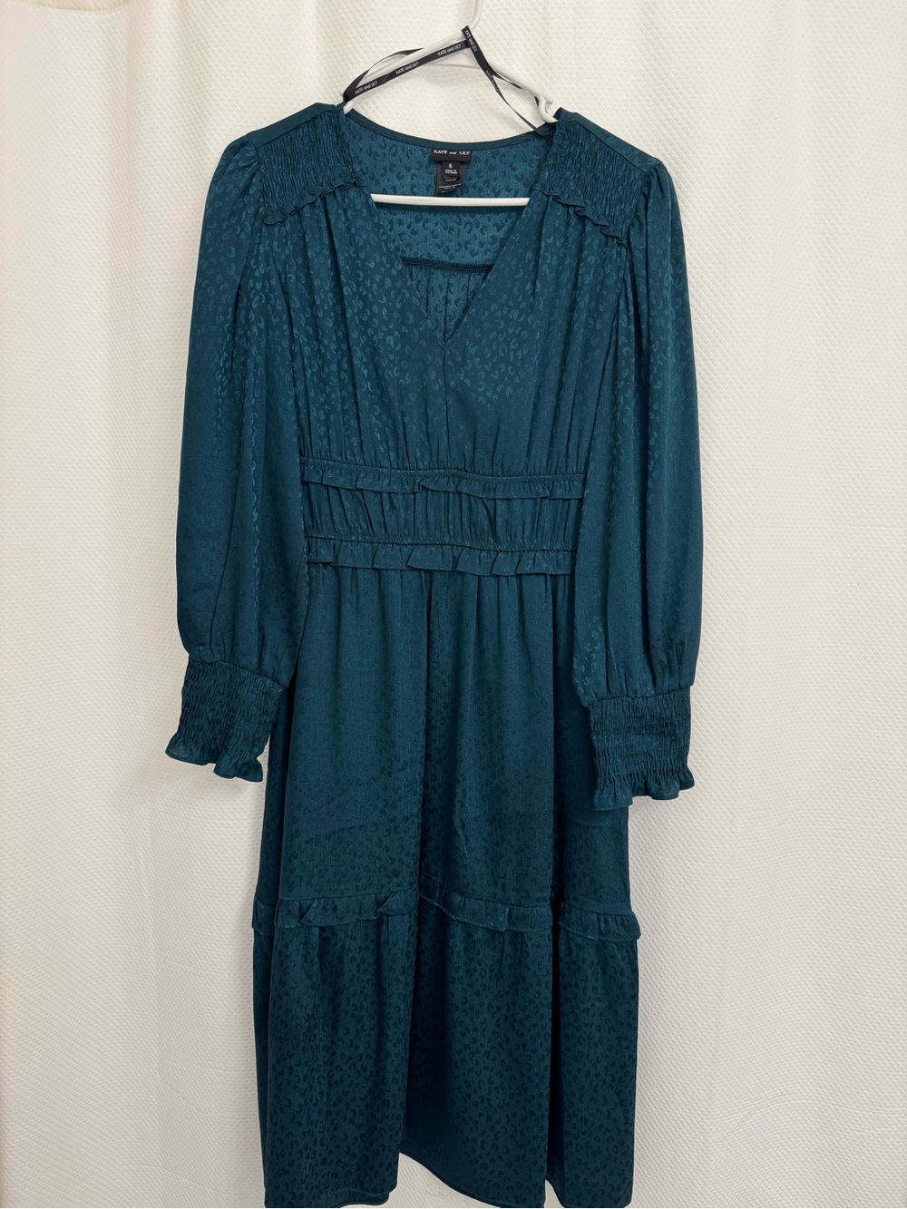 a new day Teal Long Sleeve V-Neck Midi Dress